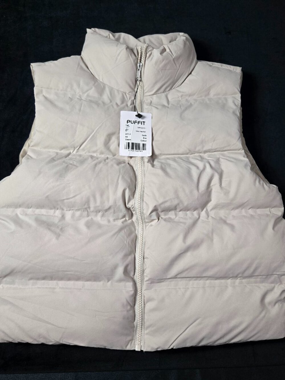 Puffit Womens XS Cream Quilted Puffer Vest Full Zip Gilet A11-Y NWT